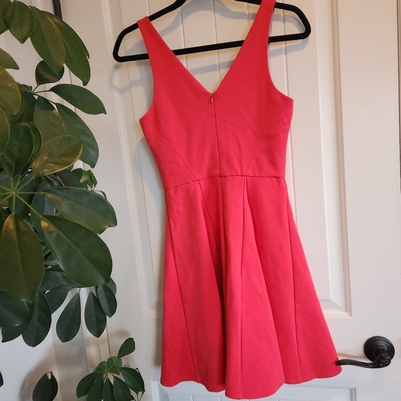 ABS by Allen Schwartz V-neck Flare Dress in Pink/Coral size small - Picture 3 of 4